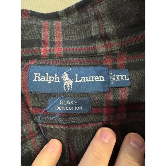 Ralph Lauren XXL Red and Black Checkered Long-Sleeve Shirt - Picture 3 of 5